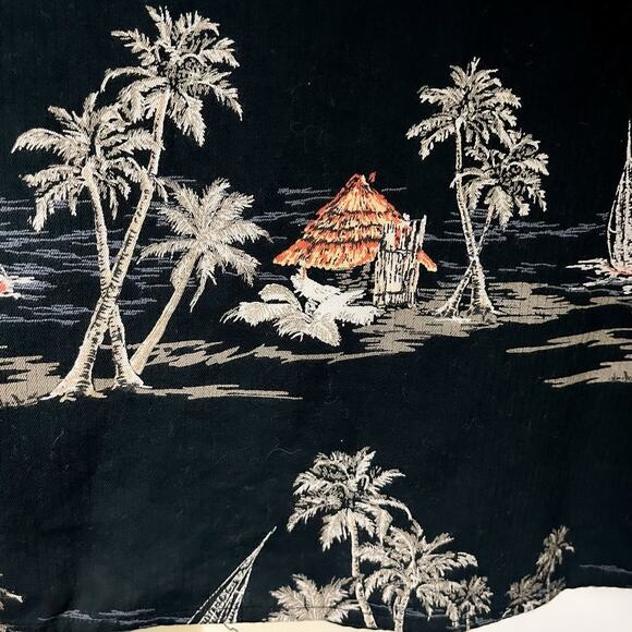 Knights Sportswear Mens Hawaiian Shirt - Black Tan Palm Trees, Size 3XLT - Picture 2 of 5